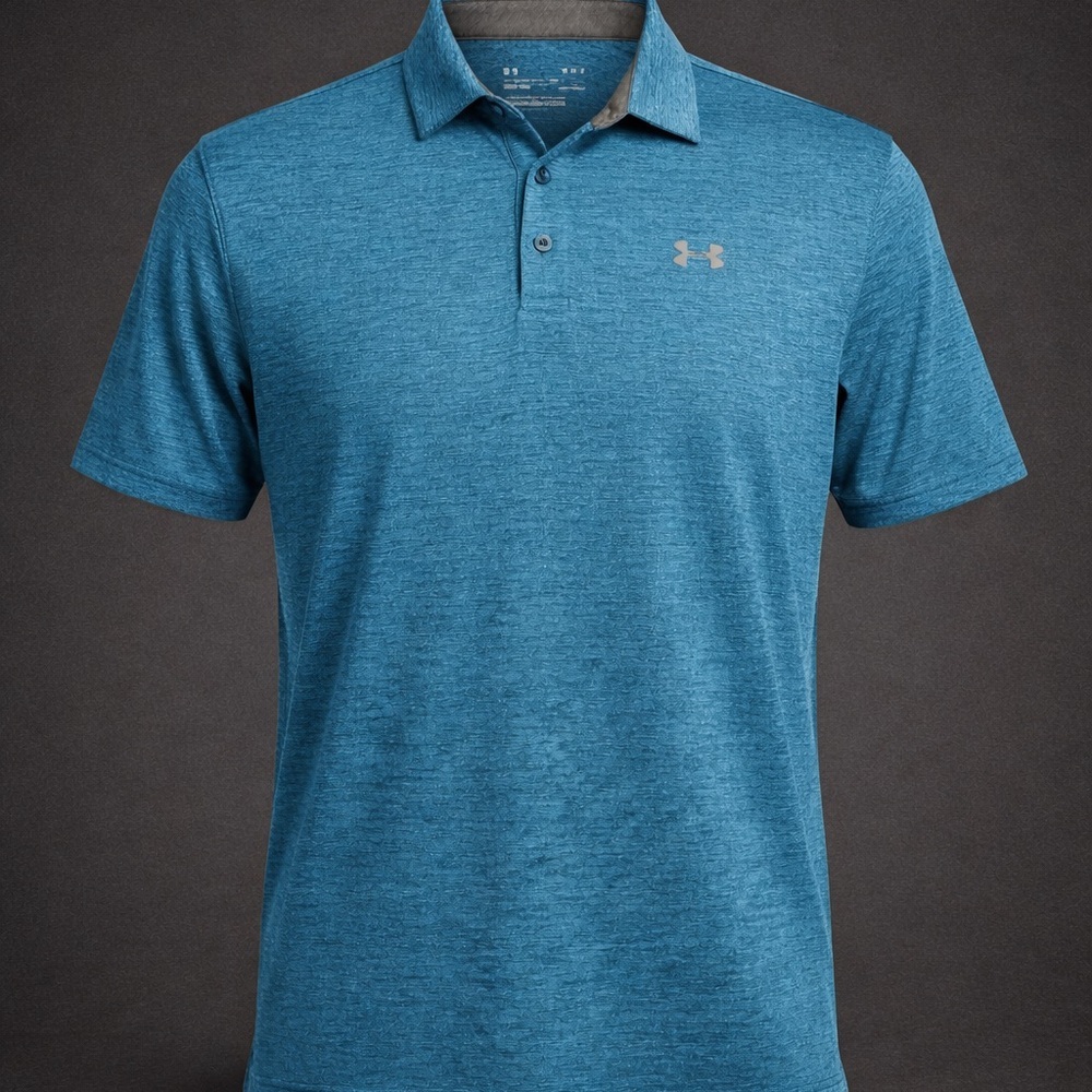 Under Armour HeatGear Polo Shirt Men’s Blue Heather Performance Golf L